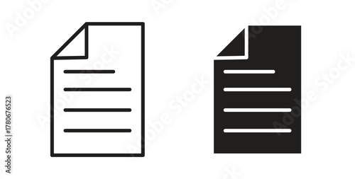 Document icons with simple flat and thin stroke style