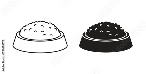 Dog food icons with simple flat and thin stroke style