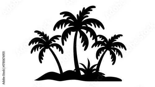 Tropical Silhouette: A striking silhouette of palm tree, a symbol of relaxation, beachside, serenity and coastal paradise.