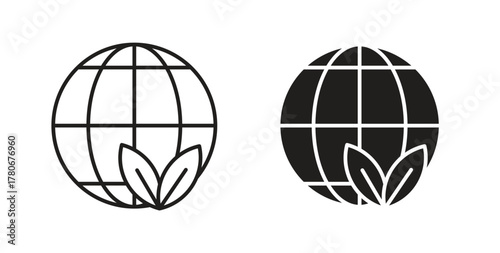 Environment icons with simple flat and thin stroke style