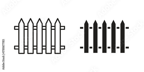 Fence icons with simple flat and thin stroke style