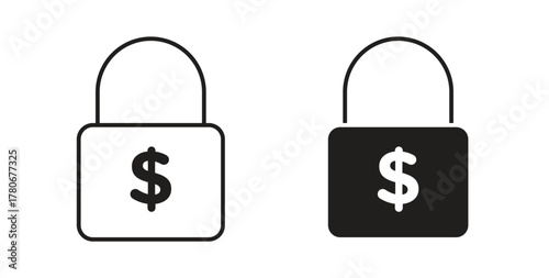 Fixed price icons with simple flat and thin stroke style