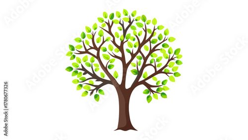 The Circle of Life: A vibrant illustration of a tree showcasing flourishing green leaves, represents growth, life, and the beauty of the natural world.