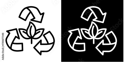 Recycle  Icon Set White Style Collection
