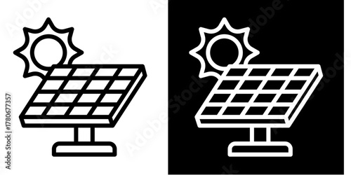 Solar Panel  Icon Set White Style Collection
