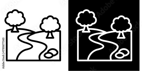 River  Icon Set White Style Collection
