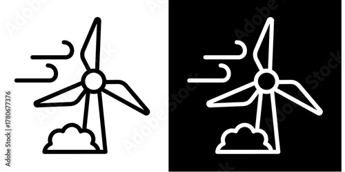 Wind Turbine  Icon Set White Style Collection
