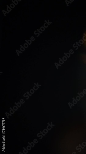 Sun glare, lens flare on a black background for transition to video. Colored rays