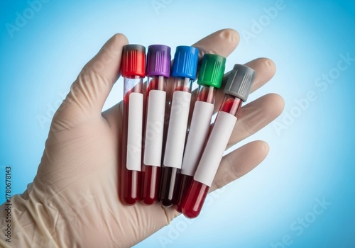 Color Coded Blood Test Tubes for Laboratory Sample Collection.