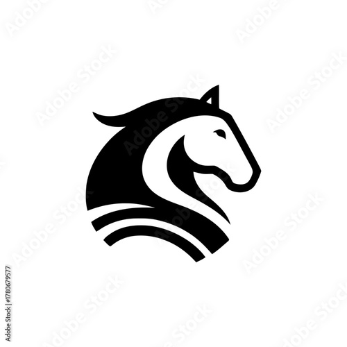 Horse head silhouette for logo identity