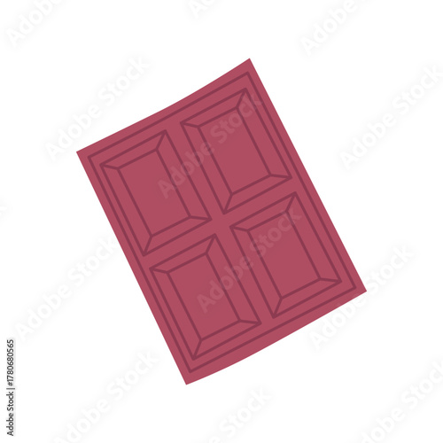 Piece of black chocolate isolated on white. Vector flat illustration.