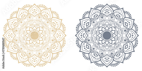 Elegant Mandala Designs in Gold and Gray – Ornamental Boho Floral Pattern