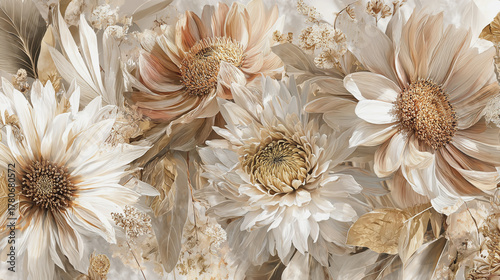 watercolor botanical sunflowers texture template background.Elegant wedding invitation card background . Minimal hand painted Design for wedding or Valentine's Day