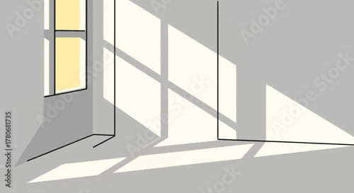 Architectural composition with light and shadow interplay illuminating minimalist interior space