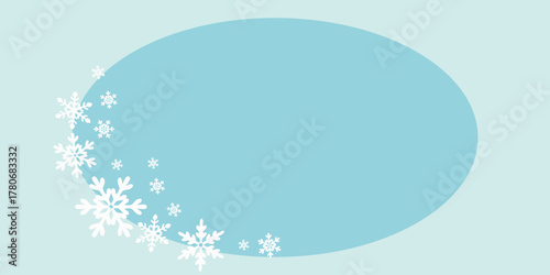 Hand drawn Oval Snow Frame, Winter Oval Border