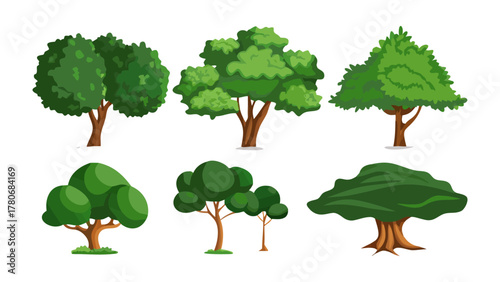 Diverse Tree Collection: A vibrant collection of various tree illustrations, showcasing the beauty and diversity of nature, perfect for educational or creative projects.