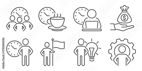 business people line icon set
