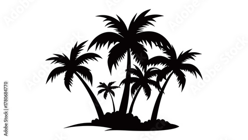 Tropical Silhouette: An enchanting silhouette of palm trees evokes a sense of tranquil paradise and warm vacation dreams, beckoning viewers to escape and find peace.