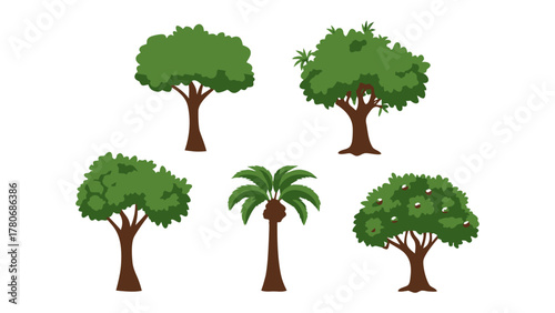 Diverse Tree Collection: A vibrant assortment of diverse trees. perfect for adding a touch of natural beauty to any project, symbolizing growth, life, and the environment.