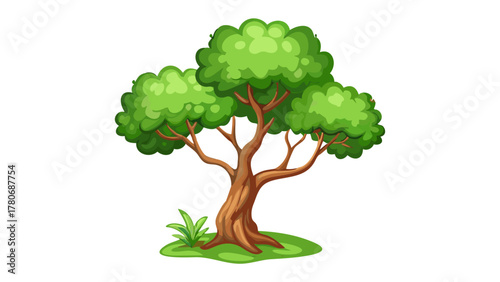 Nature's Embrace: A vibrant illustration of a majestic tree, its verdant canopy offering shade and tranquility, rooted in fertile ground.