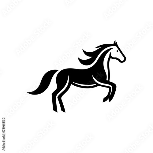 Horse running black silhouette icon