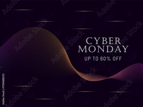 Cyber Monday sale banner design template Futuristic background for advertising, web and social media. Vector Illustration.