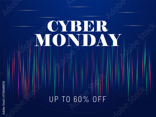 Cyber Monday sale banner design template Futuristic background for advertising, web and social media. Vector Illustration.