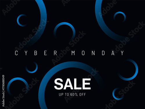 Cyber Monday sale banner design template abstract Futuristic background for advertising, web and social media. Vector Illustration.