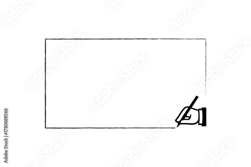 吹き出し - 中にテキストを入れるための、手書き風の枠とペン
