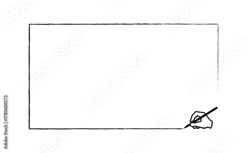 吹き出し - 中にテキストを入れるための、手書き風の枠とペン
