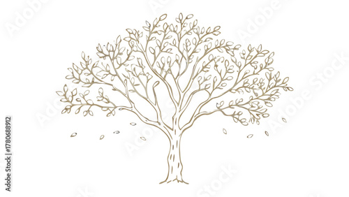 Tree of Life: A minimalist tree illustration exudes the essence of growth, strength, and the interconnectedness of all living things. The graceful branches reach upward.