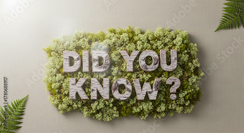 Did you know moss fern plant nature birch wood interesting facts green background knowledge learning