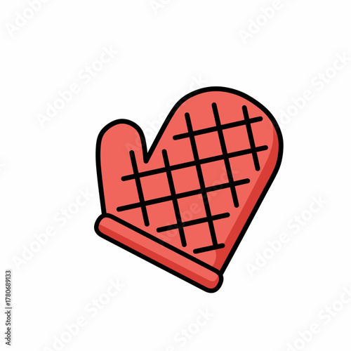 Oven Mitt Illustration: Kitchen Safety and Cooking Accessory Graphic