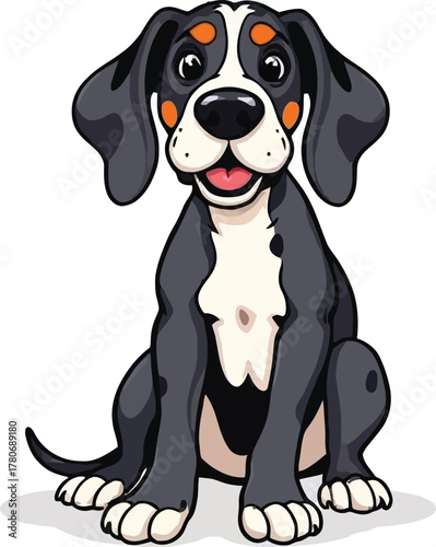 Cute cartoon a illustrator vector Bluetick Coonhound
