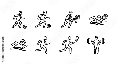 Diverse athlete silhouettes showcasing a range of individual sporting activities training and