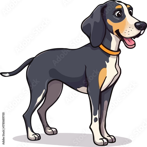 Cute cartoon a illustrator vector Bluetick Coonhound