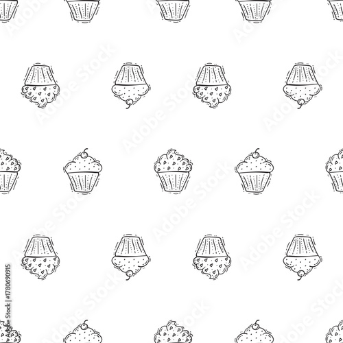 Hand Drawn Bread seamless pattern background