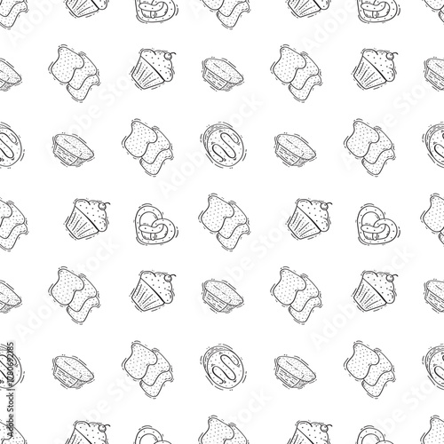 Hand Drawn Bread seamless pattern background