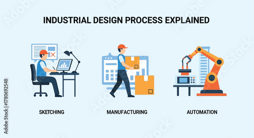 Visualizing the industrial design process sketching manufacturing and automation steps