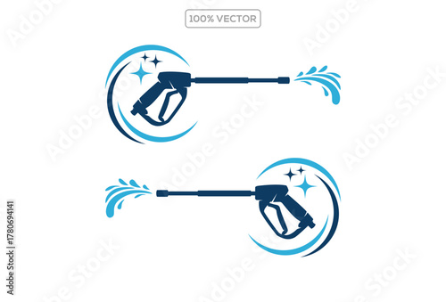 Pressure washing logo template, Cleaning vector design. Tools illustration element