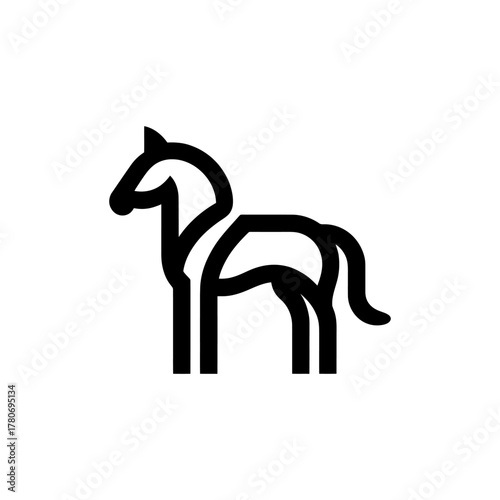 Linear horse profile silhouette