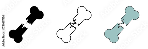 broken bones set icon on white background