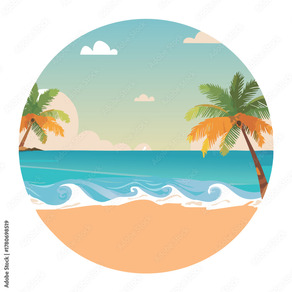 Obraz premium a minimalist flat circular vector vintage Jericoacoara Beach in Brazil