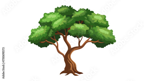 Vibrant Tree in a Natural Paradise: A majestic tree stands tall, its lush green canopy reaching towards the sky, embodying the vitality of the natural world.