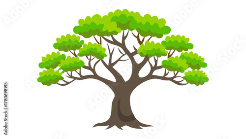 Flourishing Tree Icon: A vibrant illustration showcases a healthy tree with lush green foliage and sturdy brown trunk, representing growth, nature, and the environment.