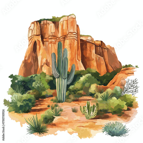 Ybycui National Park. Ybycui National Park hand drawn watercolor illustration