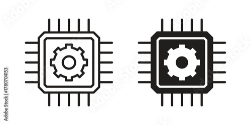 AI chip icon silhouette vector designs. Editable Strokes