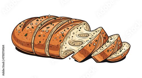 Freshly Baked Bread A Delicious Loaf with Sliced Pieces for Enjoyment