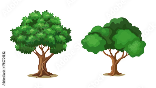 Green Trees: A pair of vibrant trees stand side by side, showcasing their lush green foliage and sturdy brown trunks. A celebration of growth and life.