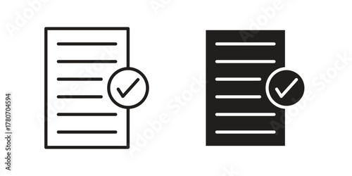 Approved document icon silhouette vector designs. Editable Strokes